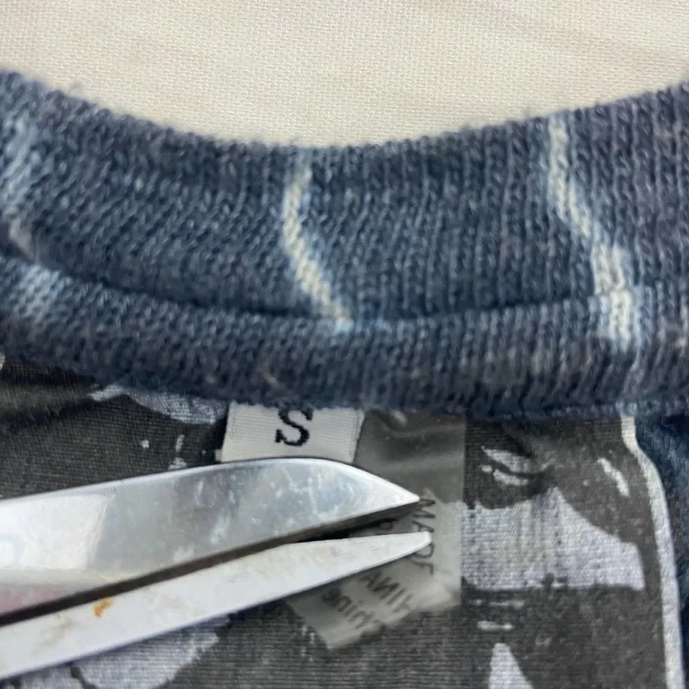 Young Fabulous & Broke Blue Gray ikat Tie Dye Britt Half Sleeve Top Womens S - Picture 4 of 8